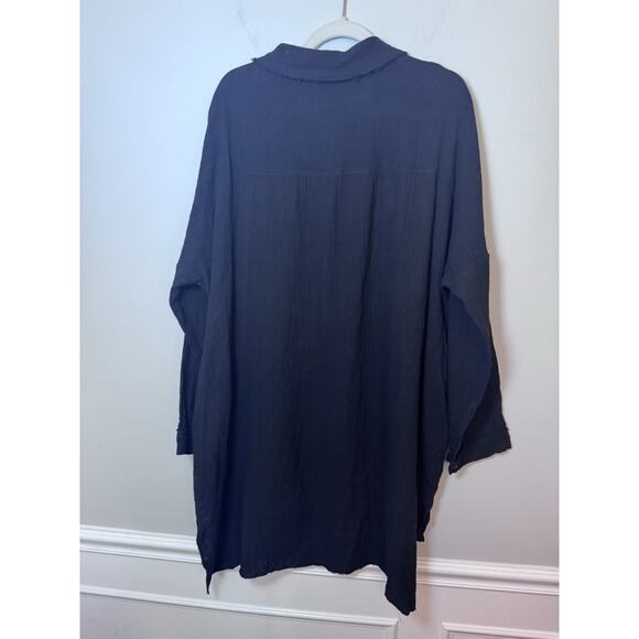 Dressed In Lala Barely There Long Sleeve Semisheer Shirtdress Black NWT $134 - Picture 7 of 13